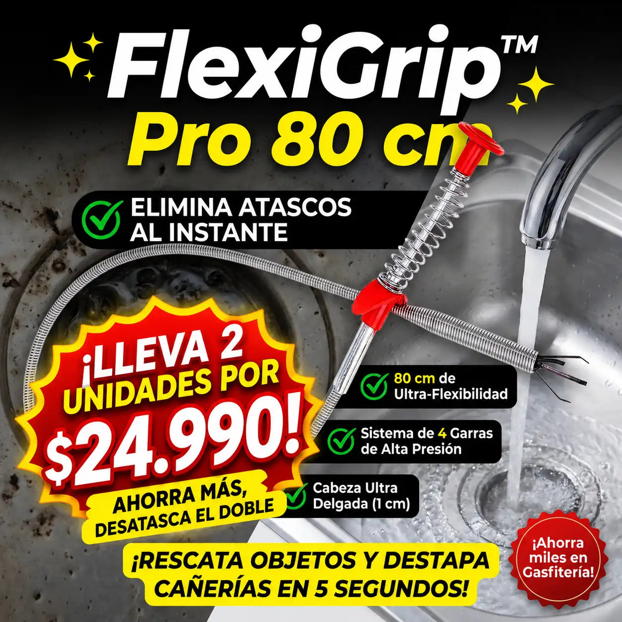 FlexiGrip™ Pro - Pinza destapa cañerías