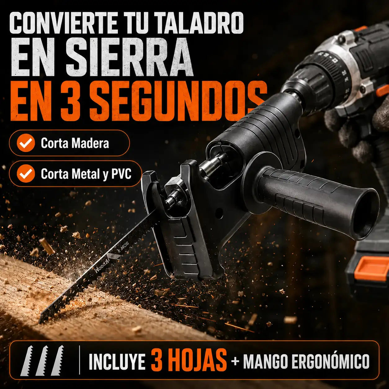 SawMaster™ Pro - Adaptador de sierra para taladro