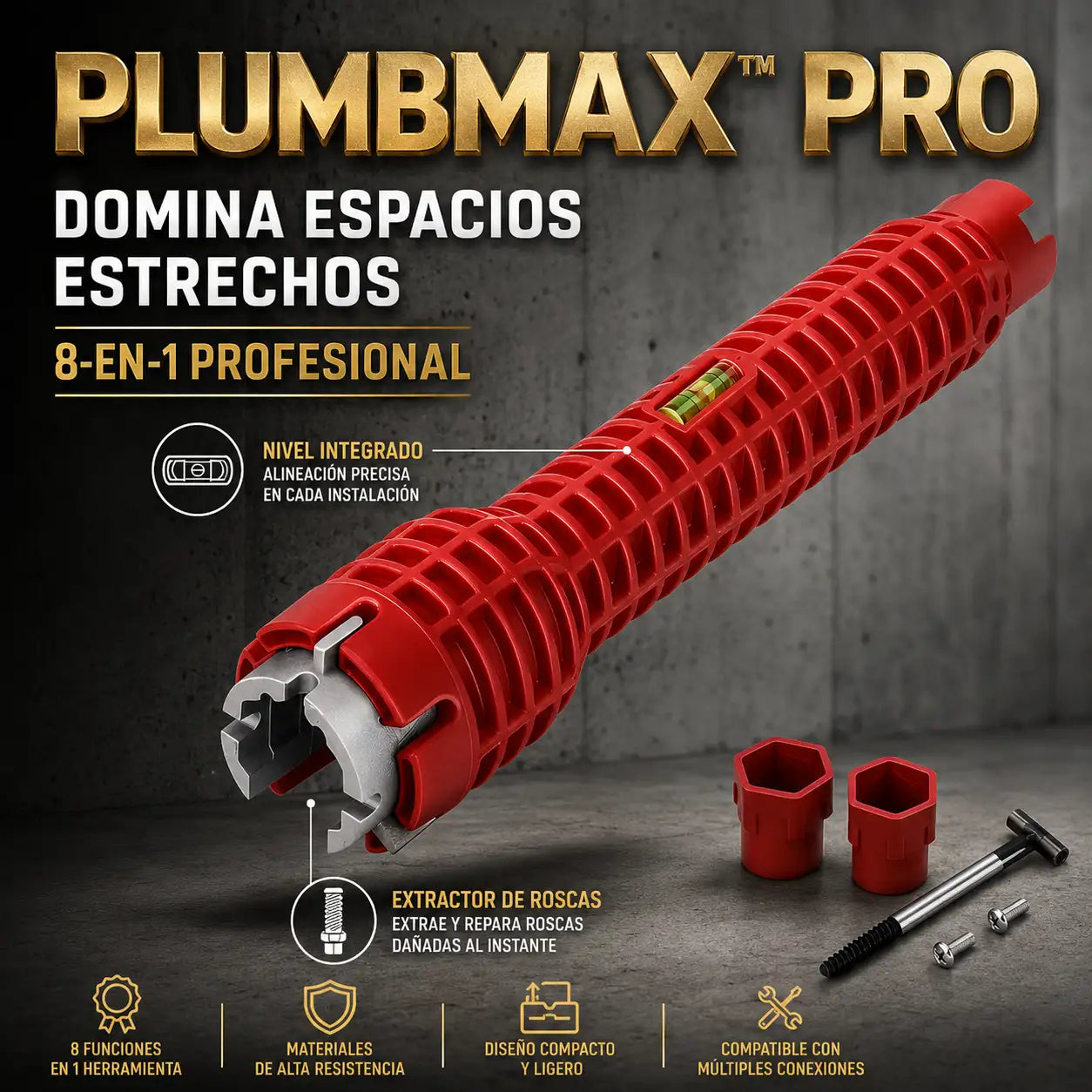 PlumbMax™ Pro - Llave Multifuncional de Gasfitería