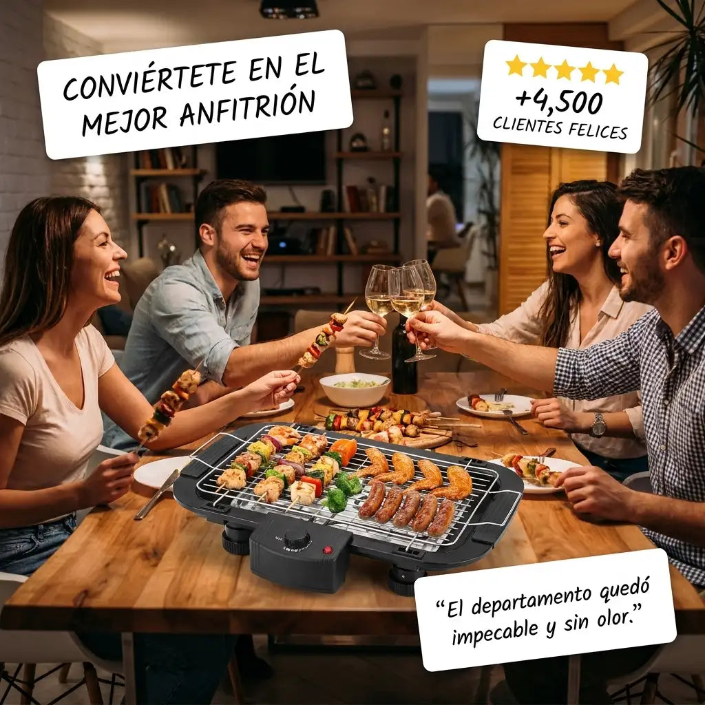 SmokeLess Grill™ - Parrilla Eléctrica de Mesa Antiadherente