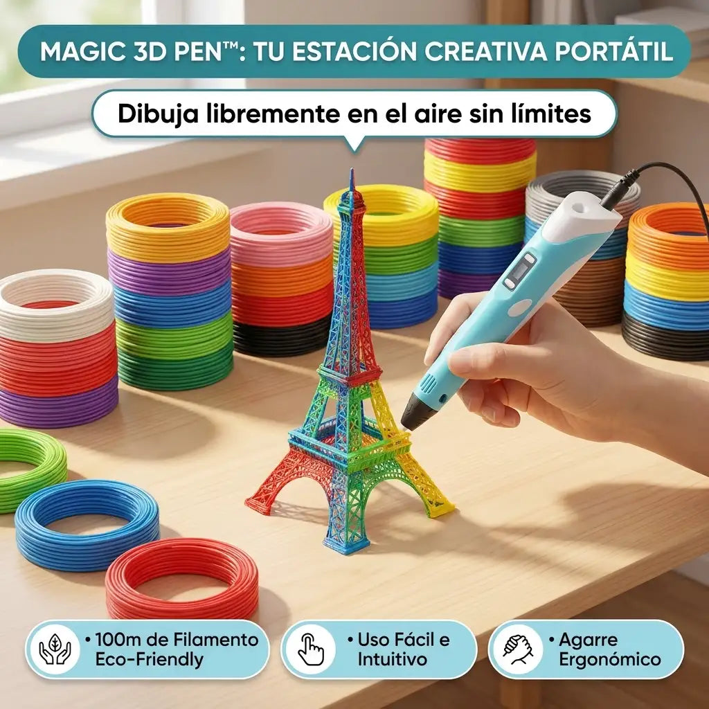 Magic 3D Pen™ - Lapiz 3D con 100 Metros filamentos