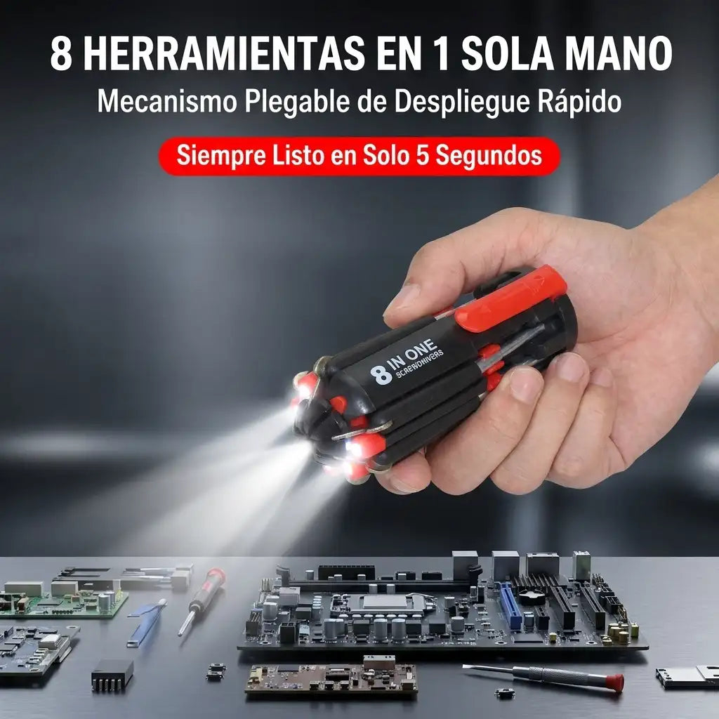 ScrewPro™ - Destornillador 8 En 1 Con Luz