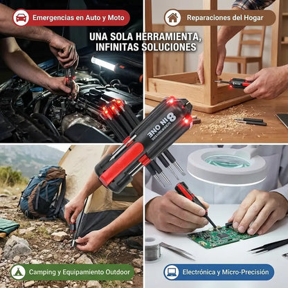 ScrewPro™ - Destornillador 8 En 1 Con Luz