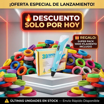 Magic 3D Pen™ - Lapiz 3D con 100 Metros filamentos