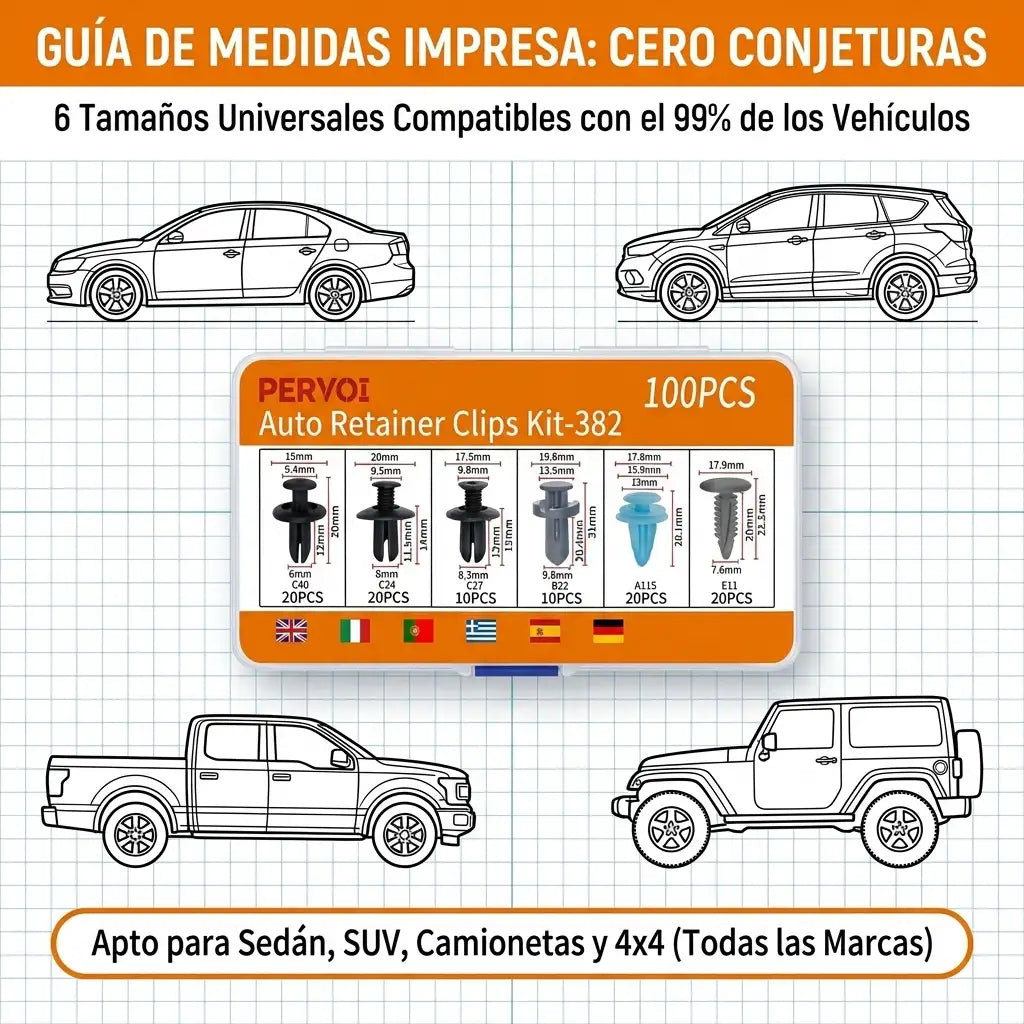 AutoGrip™ Pro - Kit Clips Plásticos Universales Para Vehículo