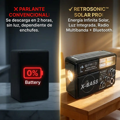 RetroSonic™ Solar Pro - Radio Portátil Carga Solar