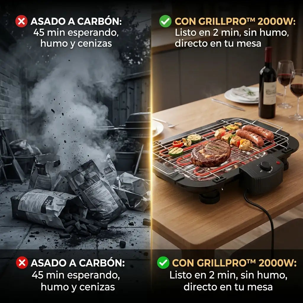 SmokeLess Grill™ - Parrilla Eléctrica de Mesa Antiadherente