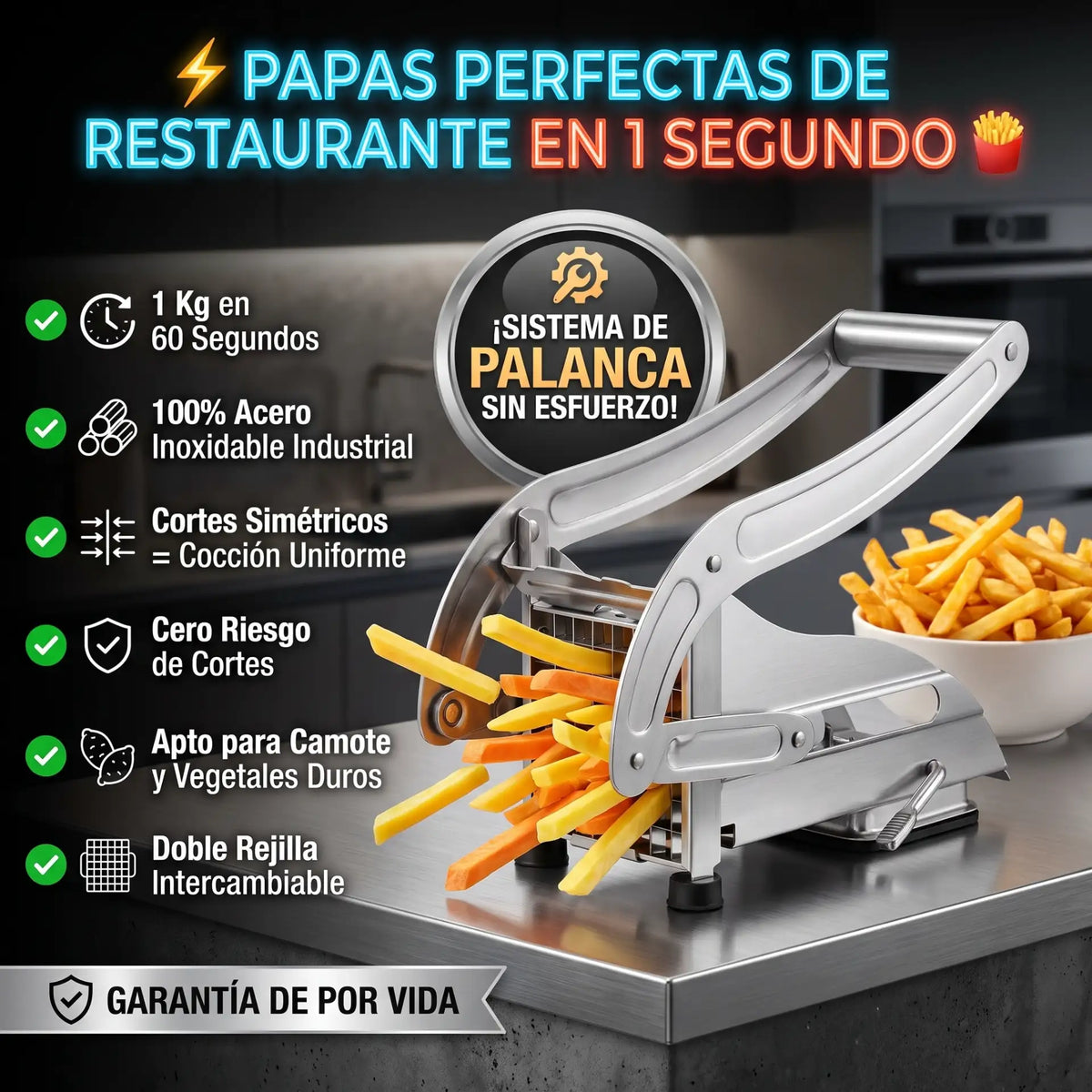 UltraCut™ Pro - Cortador Papas Fritas De Acero Manual