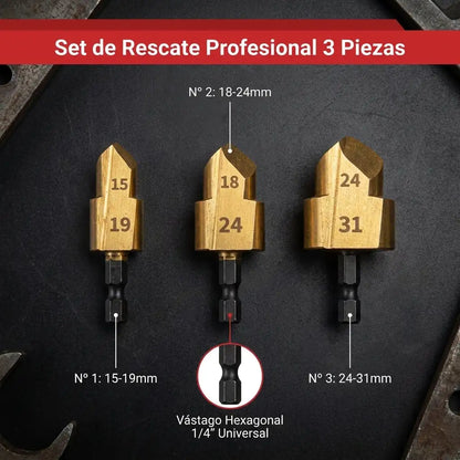 PipeFix™ Pro - Broca para recuperar conexiones de tubo pvc (Set de 3 brocas)