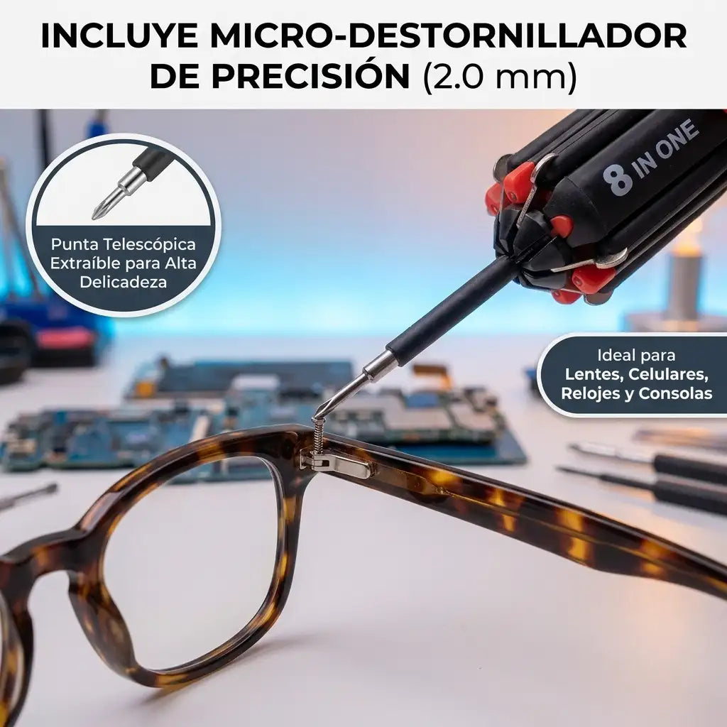 ScrewPro™ - Destornillador 8 En 1 Con Luz
