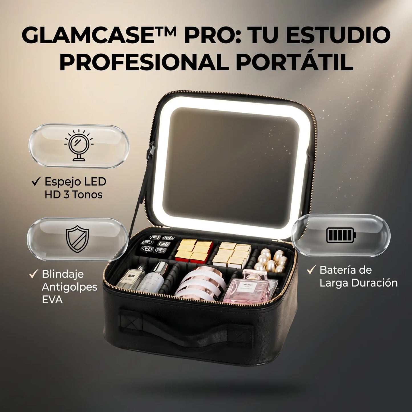 GlamCase™ Pro - Estuche Maquillaje Portátil Con Luz LED