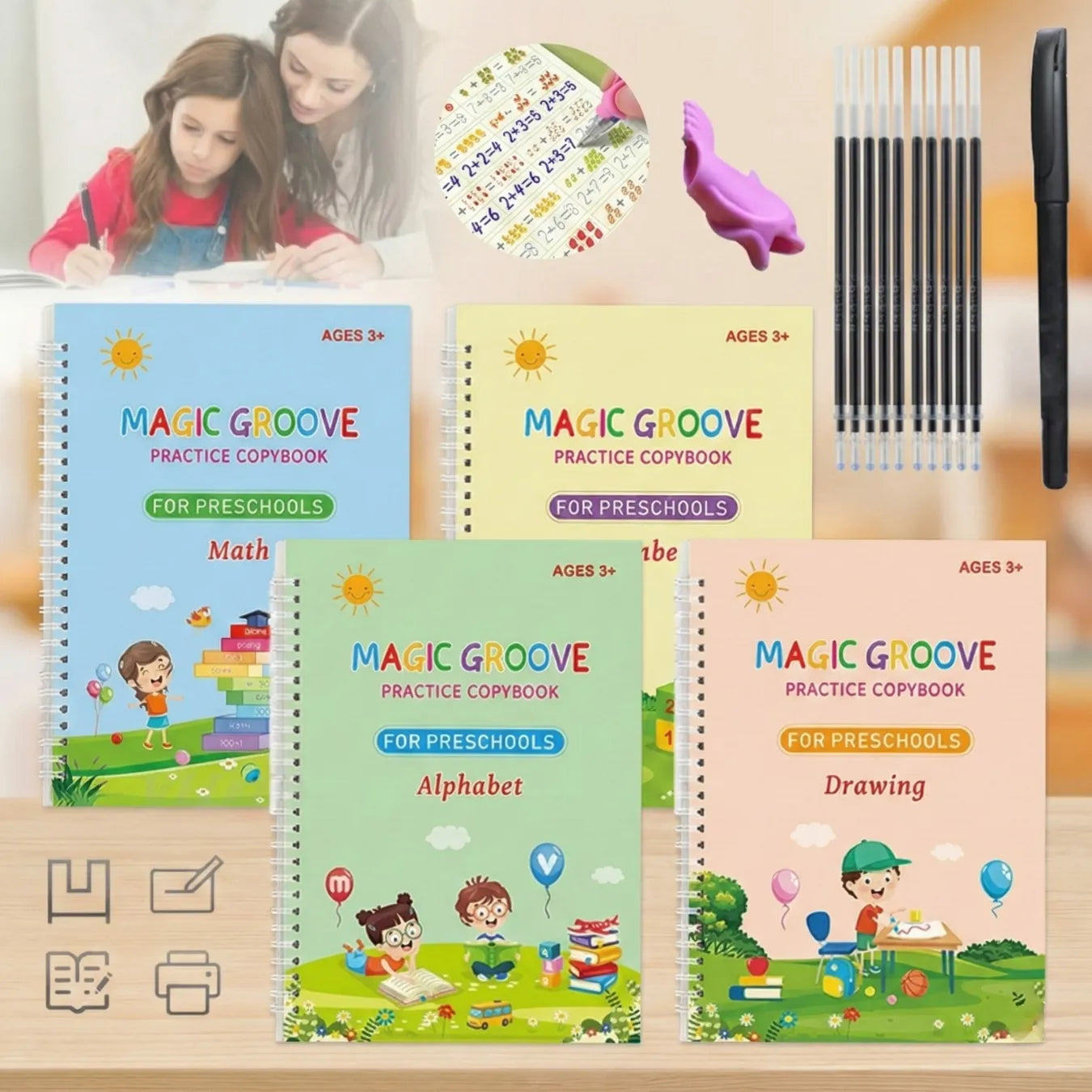 MagicWrite: Set de 4 Cuadernos Magic Caligrafía