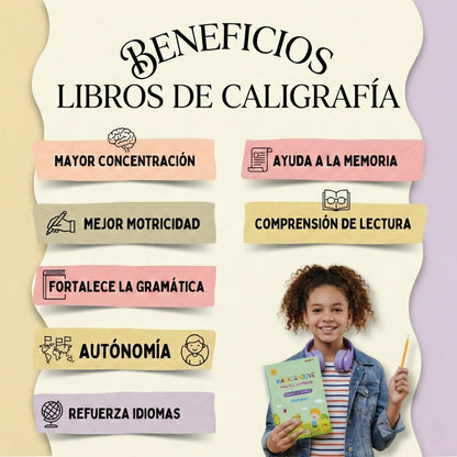 MagicWrite: Set de 4 Cuadernos Magic Caligrafía